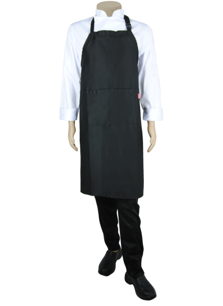 Bib Rounded Pocket Apron: With Neck Adjuster