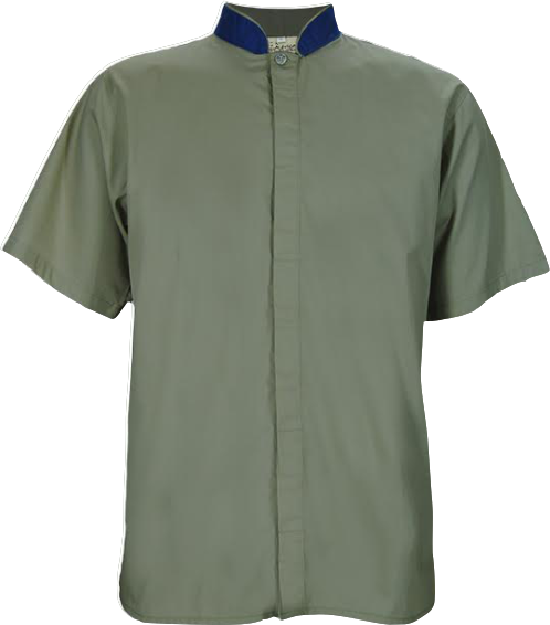 Men’s Shirt: Open Mandarin Short Sleeve Covered Placket