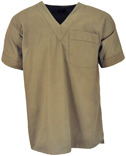 Unisex V-Neck Tunic: Short Sleeve Contrast Trim