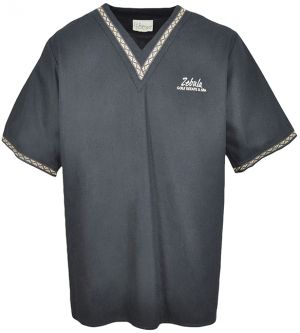 Unisex V-Neck Tunic: Contrast Trim Short Sleeve