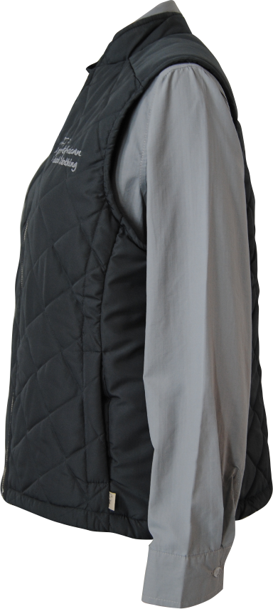 Ladies' Quilted Sleeveless Jacket: Hip Length Side Panel