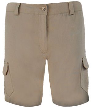 Ladies' Cargo Shorts: Mid-Rise Flat Front