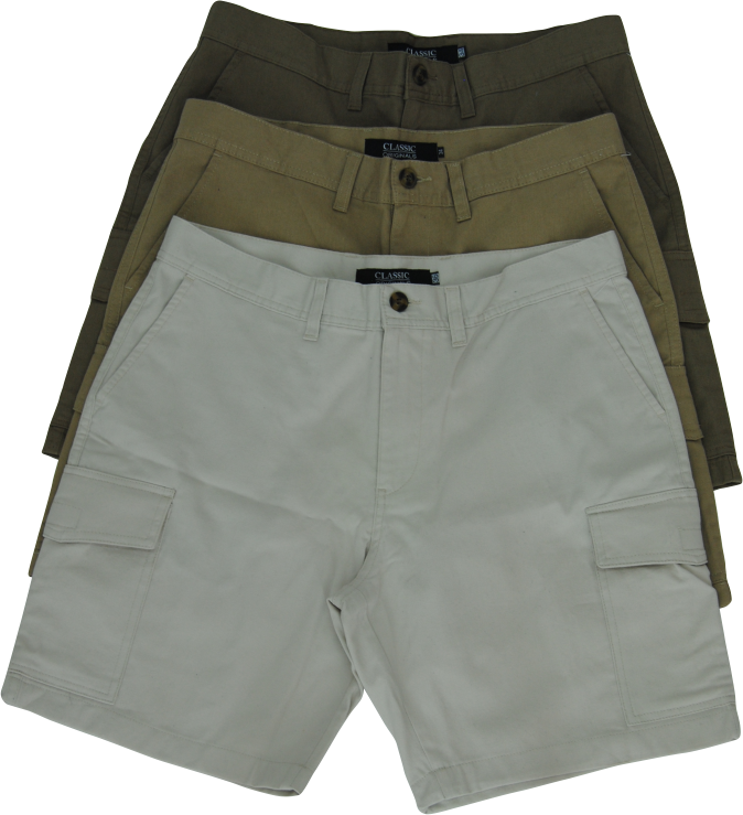 Men’s Cargo Chino Shorts: Flat Front 21cm