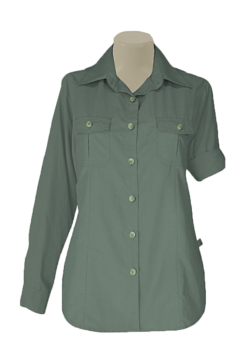 African Tusk Clothing Women's Long-Sleeve Bush Shirt (Tech): Olive