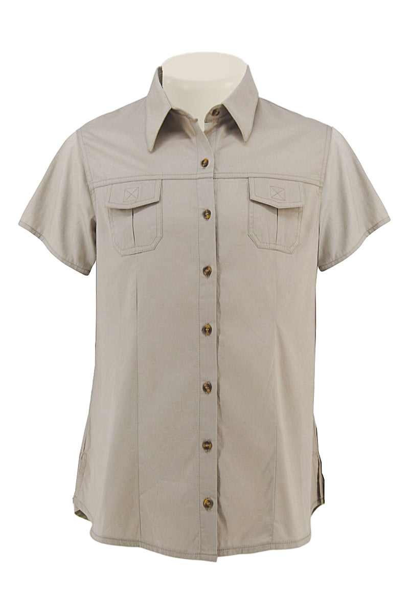 African Tusk Clothing Women's Short-Sleeve Bush Shirt (Cotton):
Stone