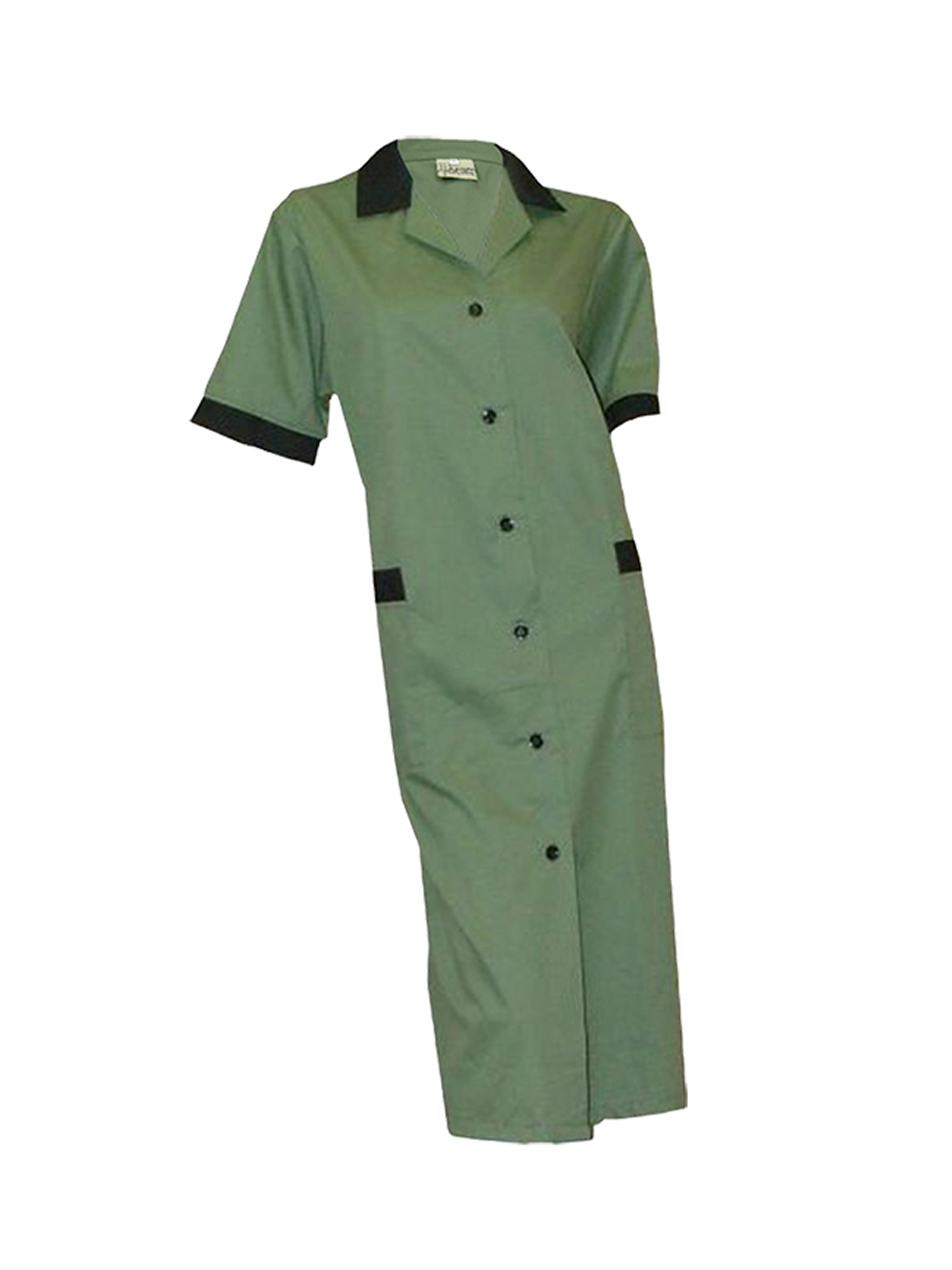 Ladies Contrast Detail Smock: Short Sleeve