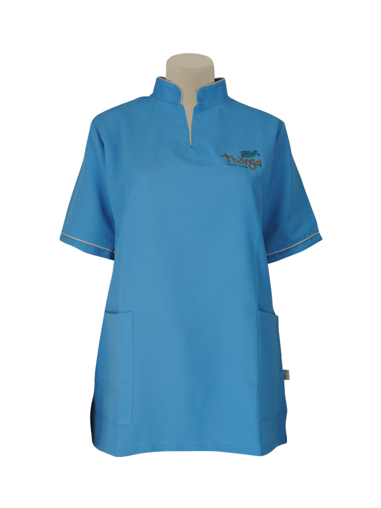 Ladies V-Neck Shaped Tunic: Short Sleeve