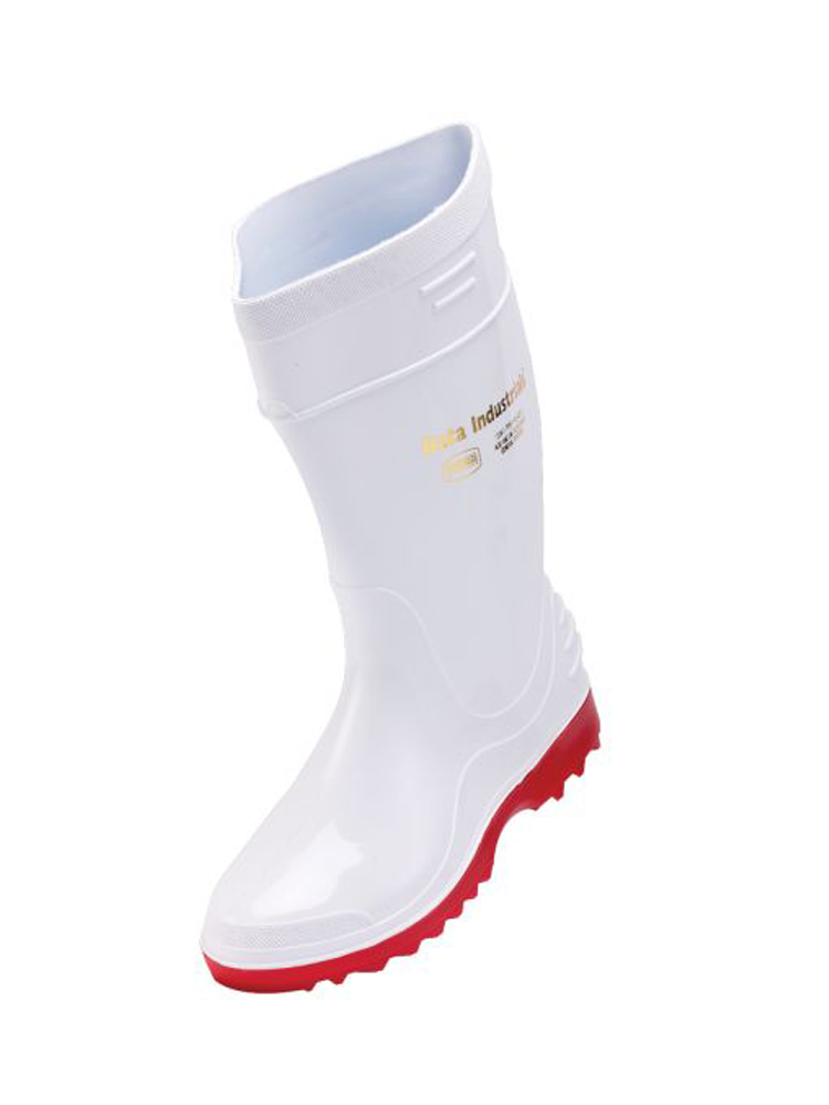 Ladies Calf Length PVC Boot: White NSTC (Anti-Slip)
