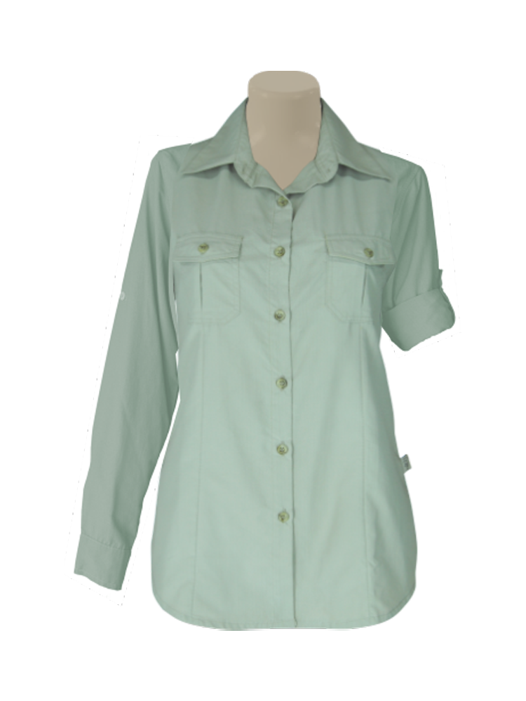 Ladies Classic Shaped Bush Shirt: Long Sleeve