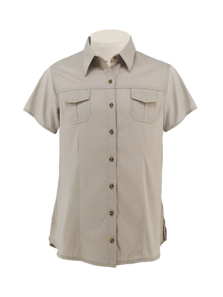 Ladies Front Yoke Bush Shirt: Short Sleeve