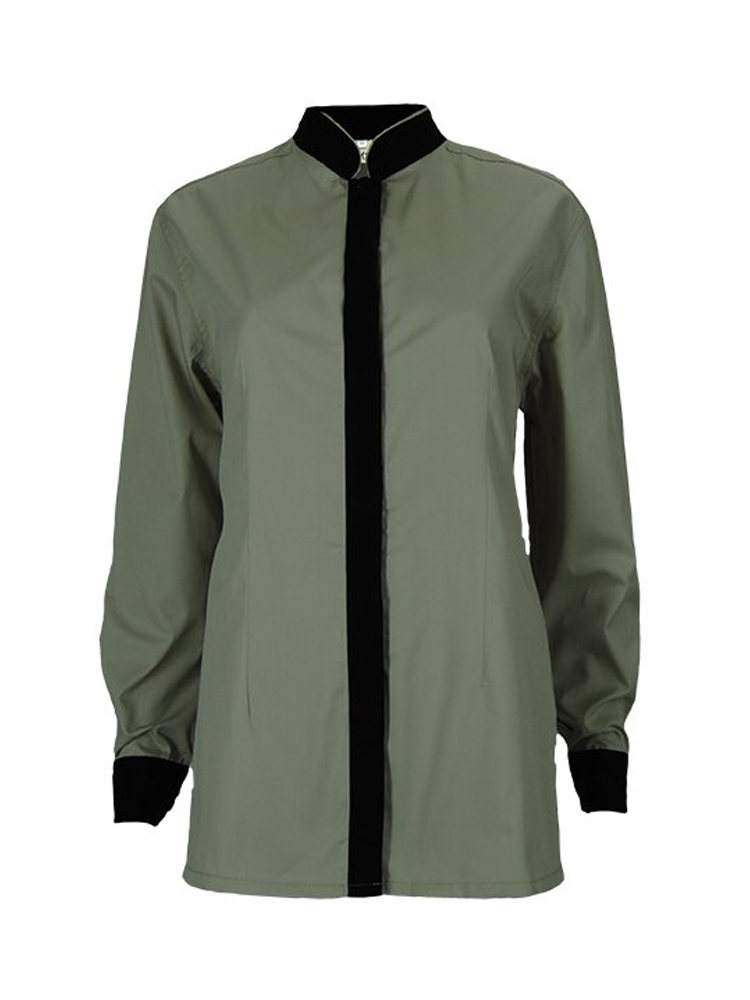 Ladies Mandarin Collar Shirt: Long Sleeve