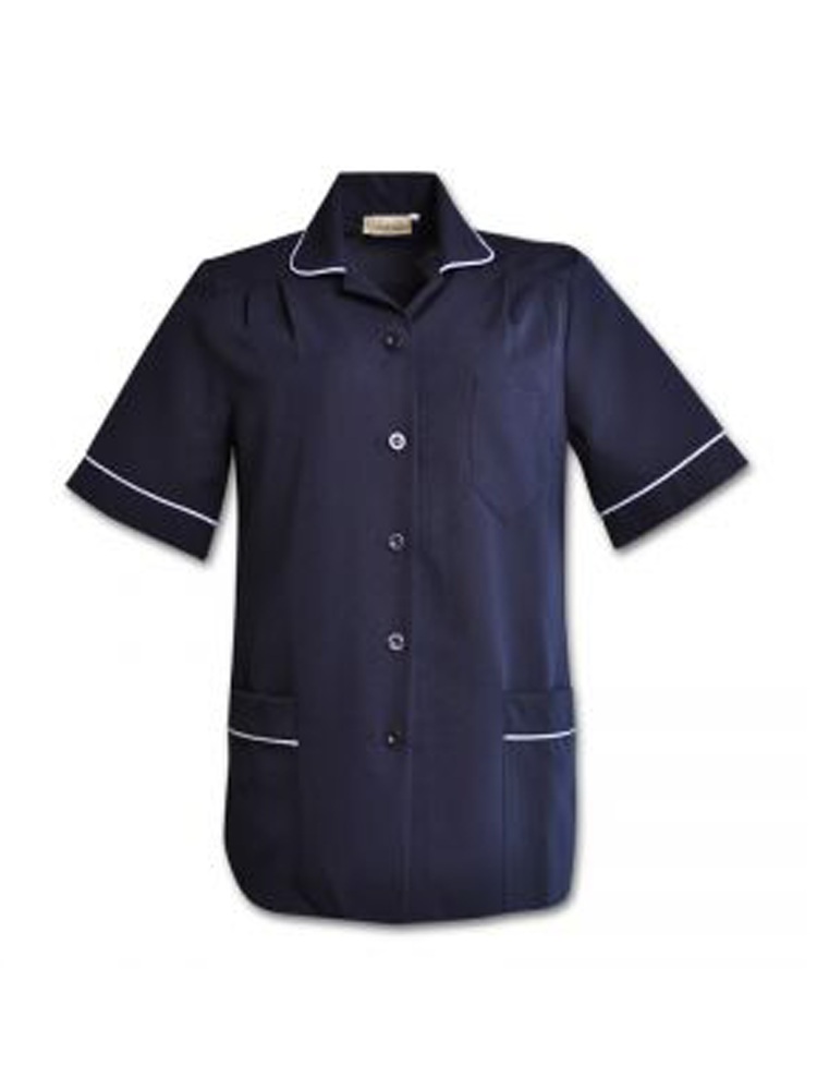 Ladies Piping Top with Pockets: Short Sleeve