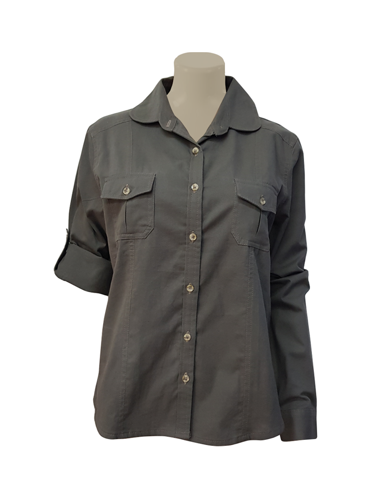Ladies Shaped Bush Shirt: Long Sleeve