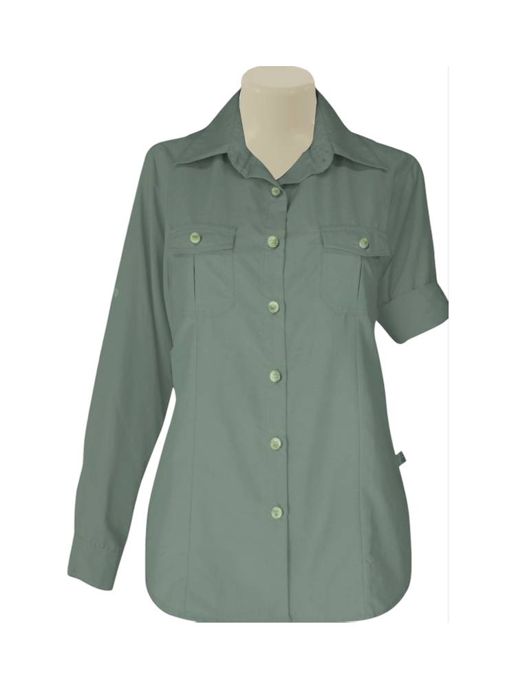 Ladies' Shaped Bush Shirt: Long Sleeve (Tech)