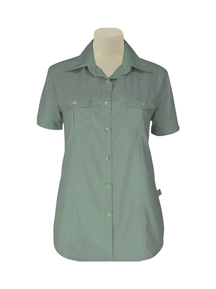 Ladies' Shaped Bush Shirt: Short Sleeve (Tech)