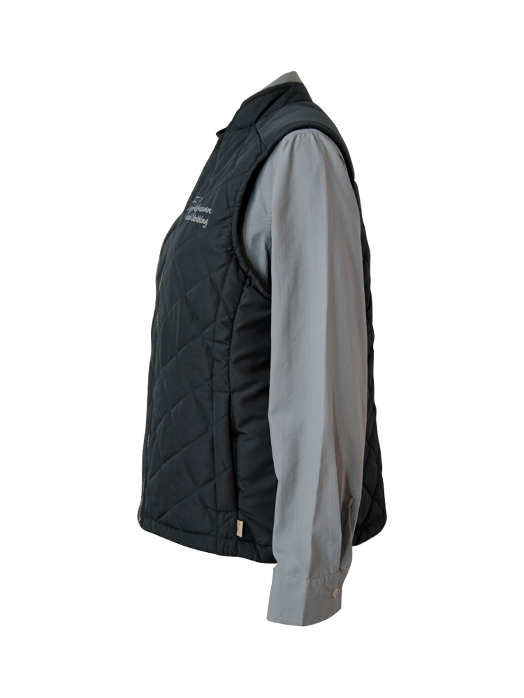 Ladies Side Panel Quilted Jacket: Sleeveless (Hip Length)