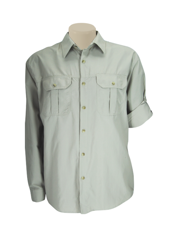 Men's 2 Pocket Bush Shirt: Long Sleeve (Tech)