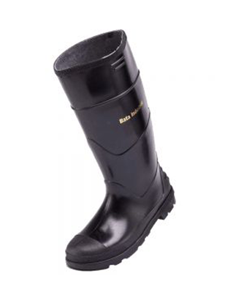 Men's Black Knee Length Gumboot: NSTC (Anti-Slip)