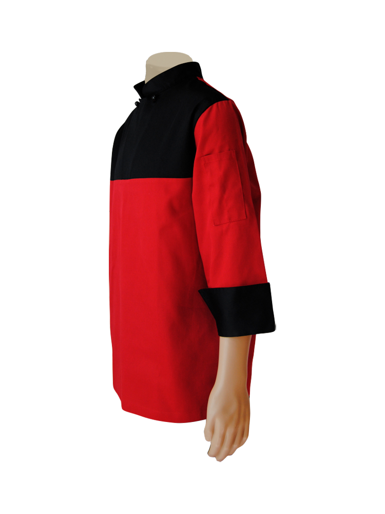 Unisex Chef Shirt: 3/4 Sleeve Flap Contrast