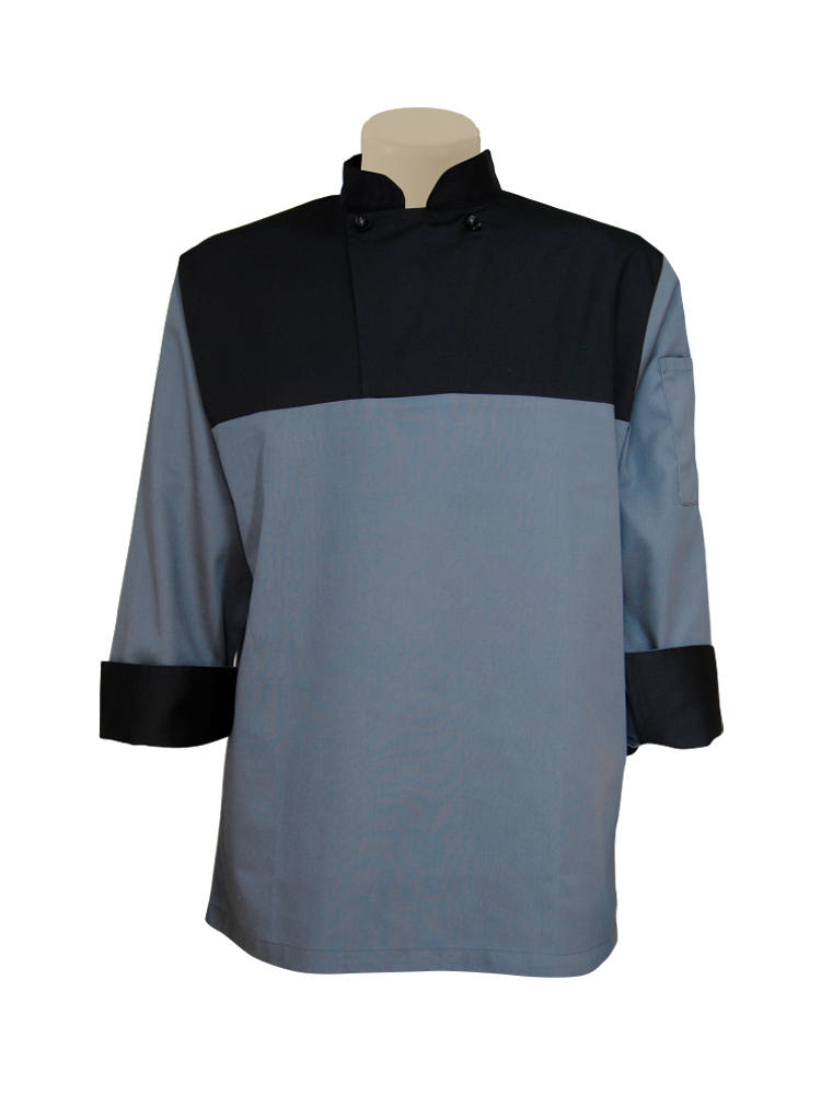 Unisex Chef Shirt: 3/4 Sleeve Flap Contrast