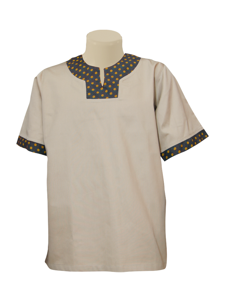 Unisex Shweshwe Service Staff Tunic: Short Sleeve