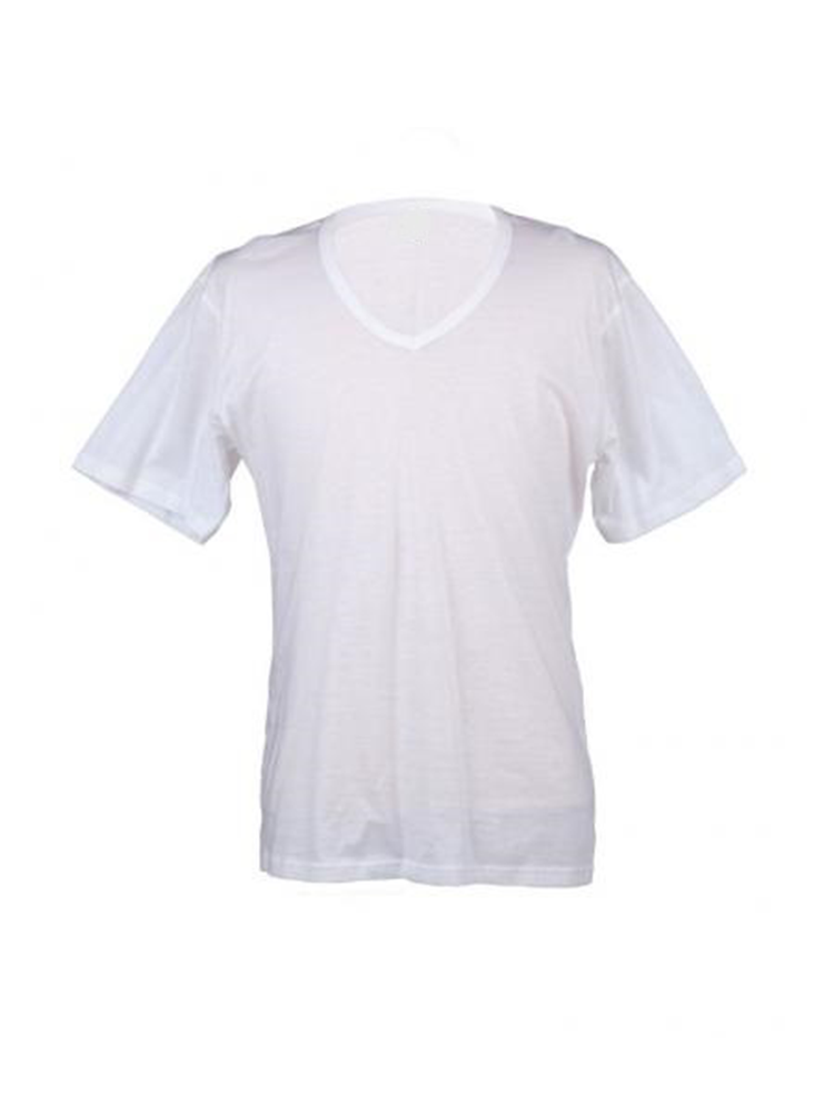 Unisex V-Neck T-Shirt 160G Carded Cotton: Short Sleeve | White