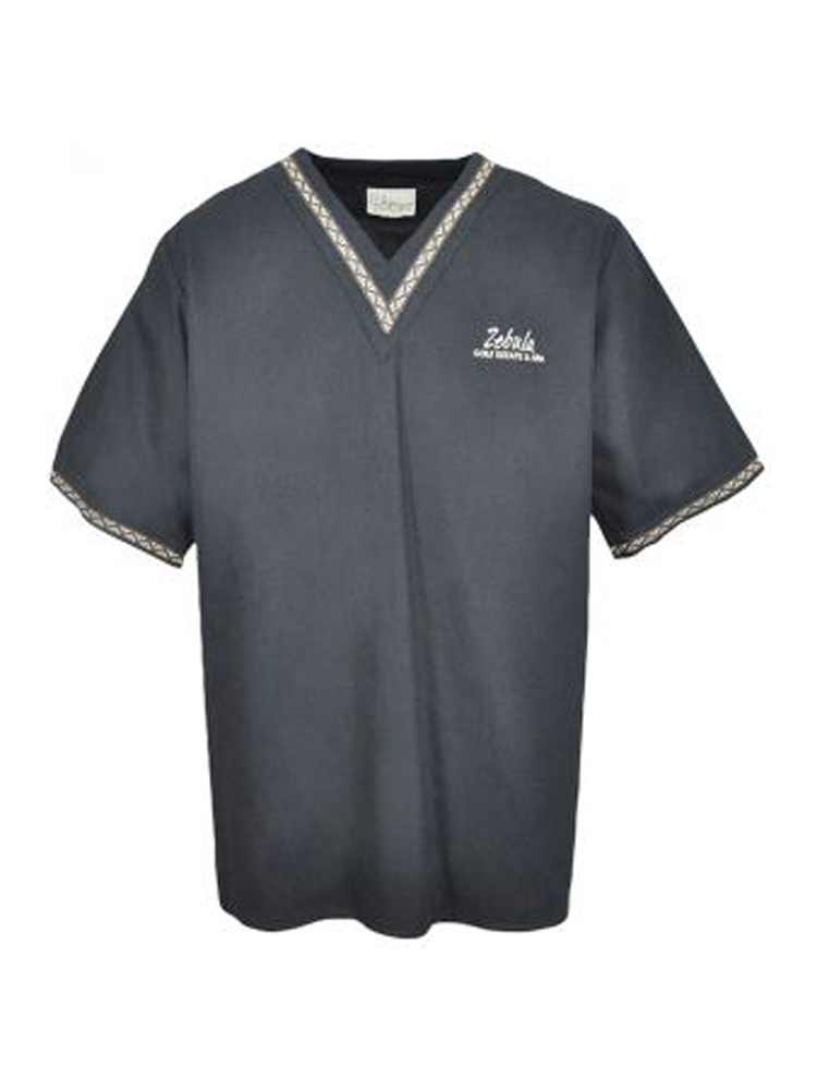 Unisex V-Neck Contrast Trim Tunic: Short Sleeve