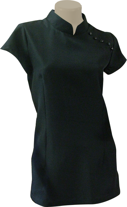 Ladies' Spa Top: Short Sleeve Button Shoulder Detail