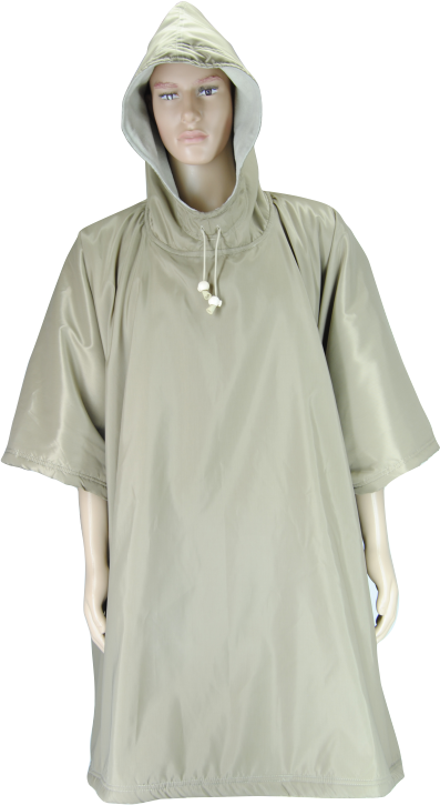 Unisex Poncho: Closed Neck Knee Length Polar Fleece Lined