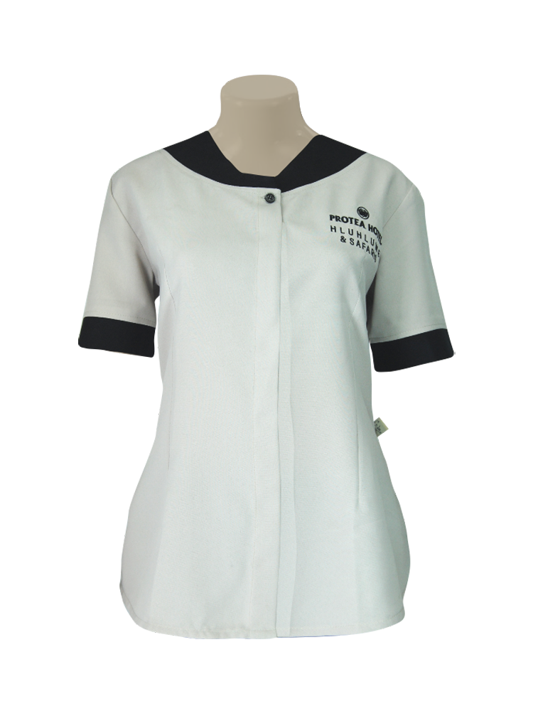 Ladies Shaped Rounded Neck Blouse: Short Sleeve