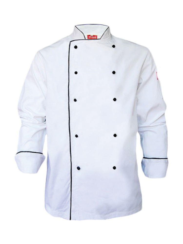 Unisex Executive Chef Jacket: Long Sleeve Piping Detail