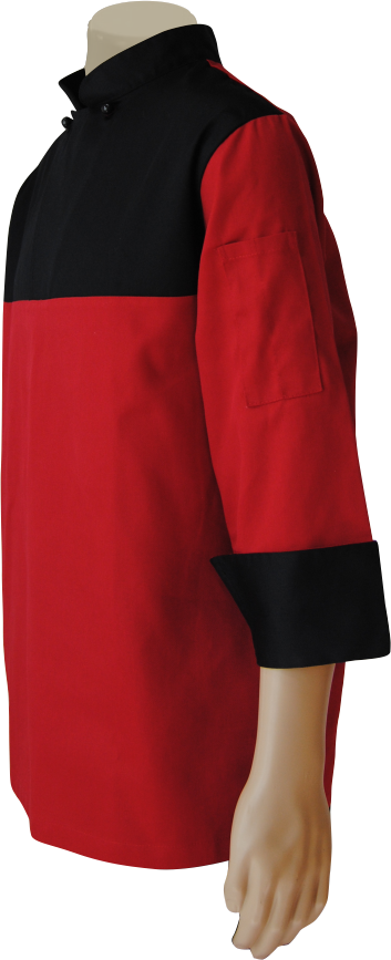 Unisex Chef Shirt: 3/4 Sleeve Flap Contrast