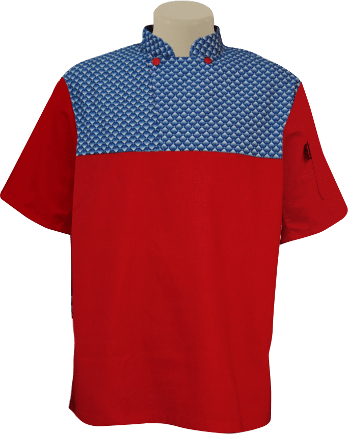Unisex Chef Shirt: Short Sleeve Flap Contrast