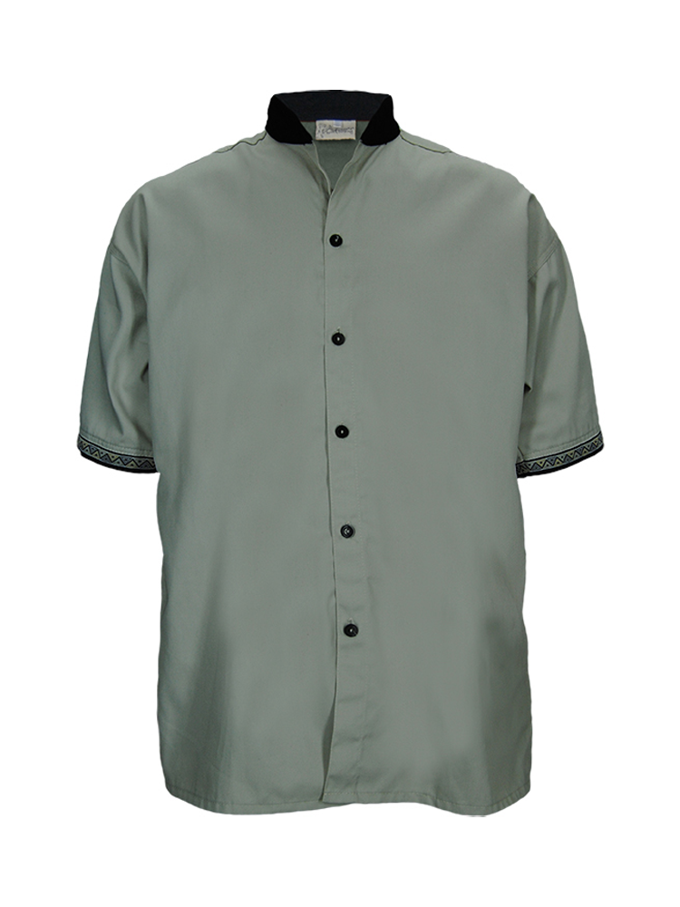 Men's Mandarin Collar Button Shirt: Short Sleeve