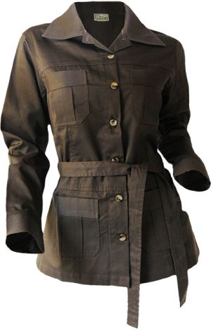 Ladies Bush Jacket: Unlined Fabric Belt Multi Pocket