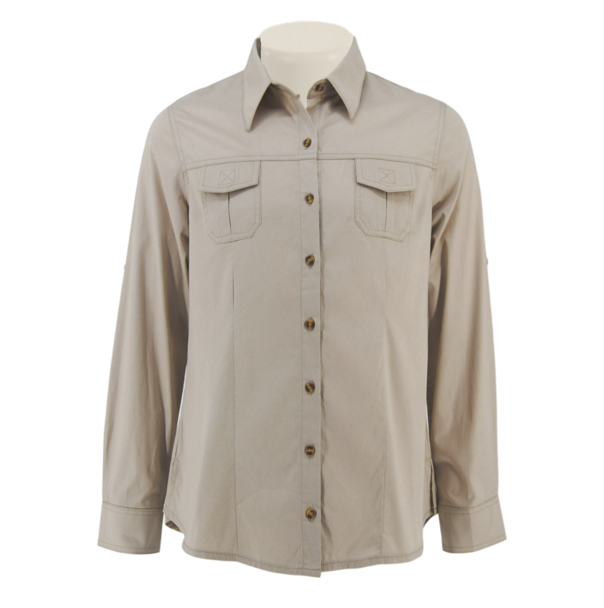 Ladies' Bush Shirt: Long Sleeve Front Yoke Velcro Pocket