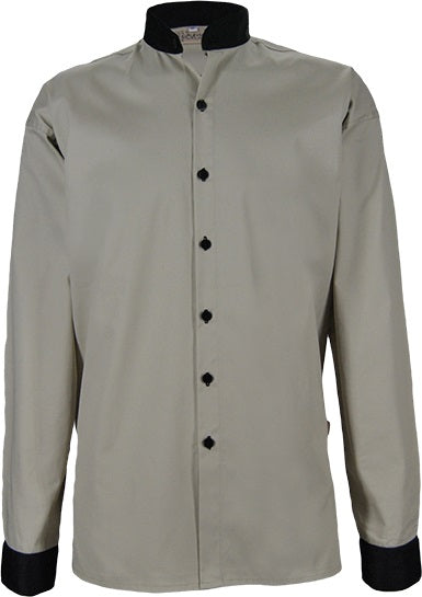 Ladies Shirt: Open Neck Long Sleeve Mandarin Collar