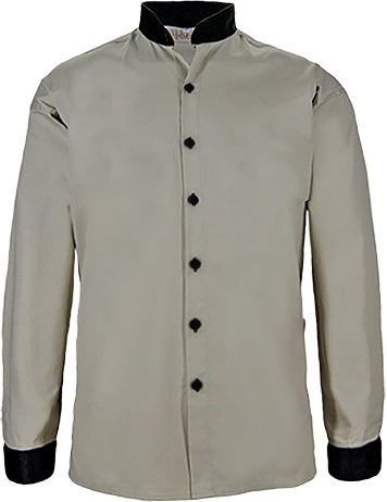 Men's Shirt: Mandarin Collar Button Long Sleeve