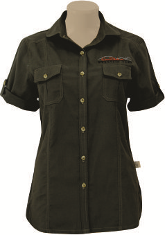 Ladies' Bush Shirt: Shaped Rounded Collar Short Sleeve