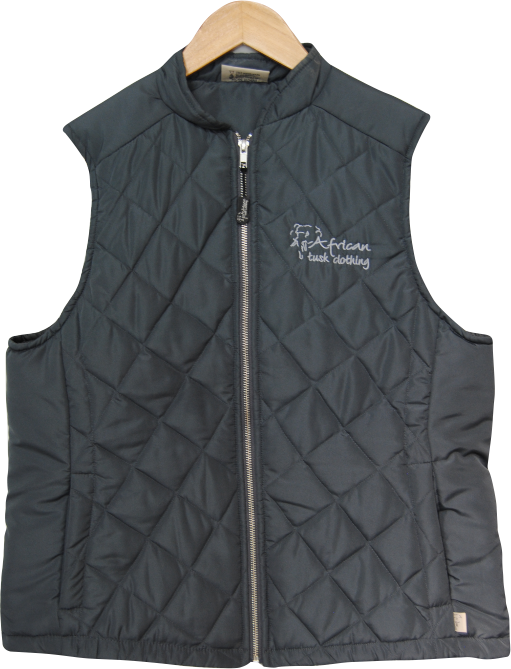 Ladies' Quilted Sleeveless Jacket: Hip Length Side Panel