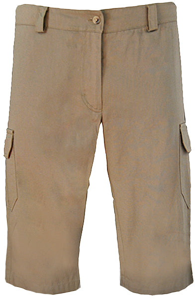 Ladies' Cargo Capris Shorts: Mid-Rise Flat Front