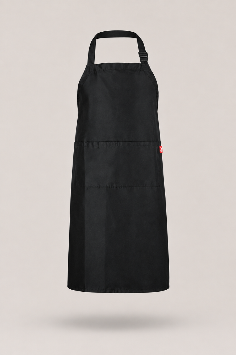Bib Apron: Rounded Pocket Neck Adjuster Black
