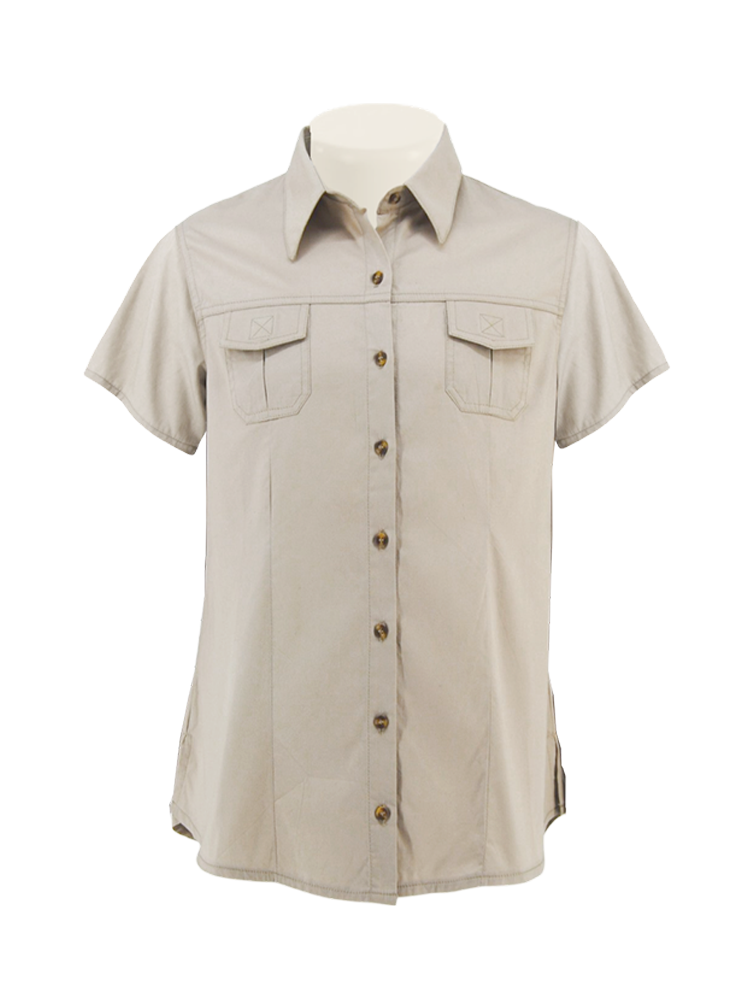 Ladies' Front Yoke Bush Shirt: Short Sleeve