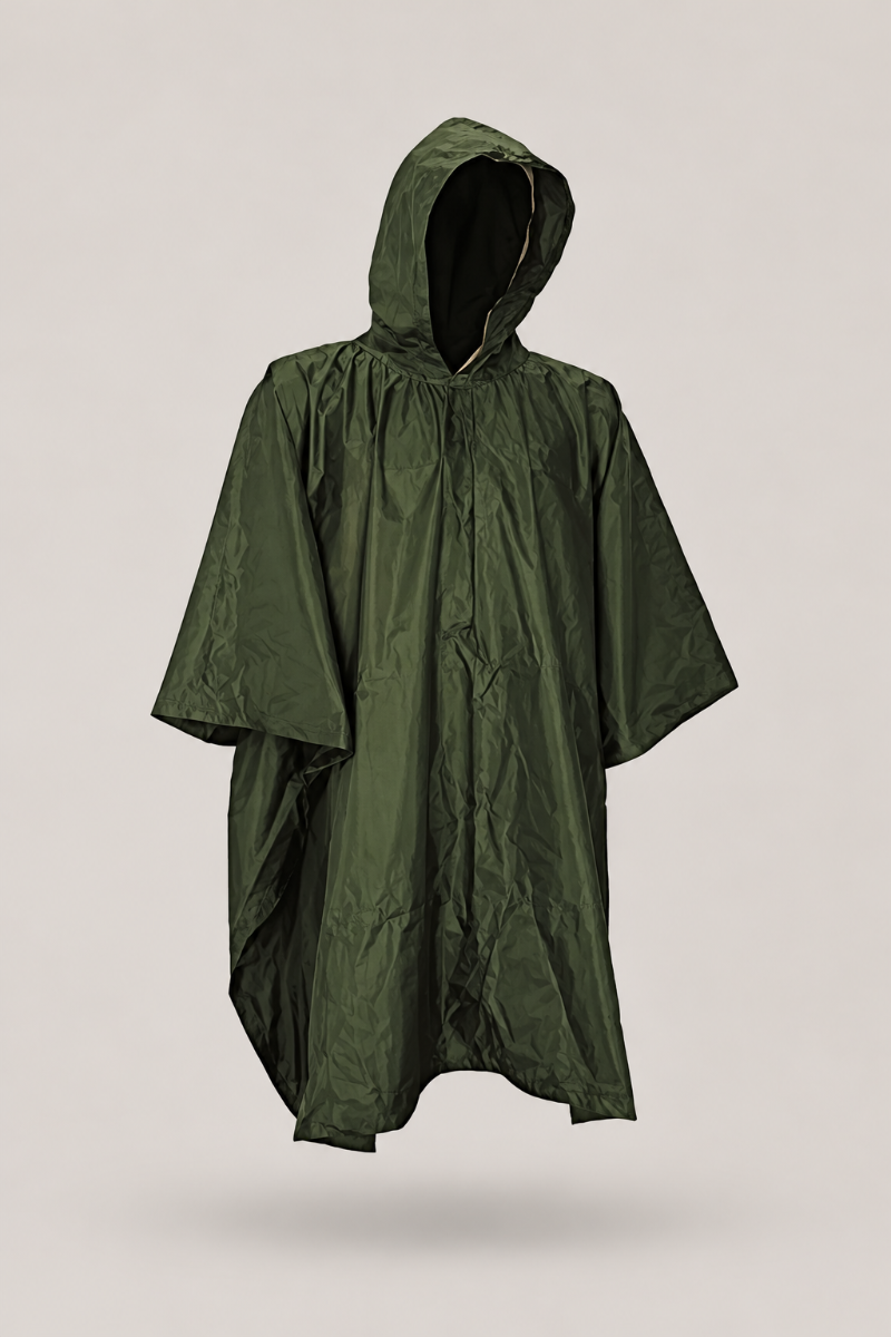 Waterproof Poncho:  Knee-Length (Unlined)