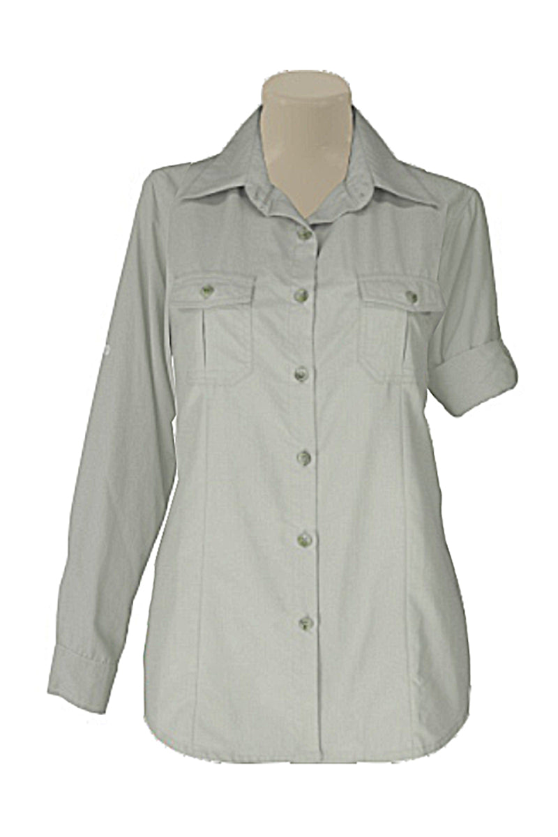 African Tusk Clothing Women's Long-Sleeve Bush Shirt (Tech):  Stone