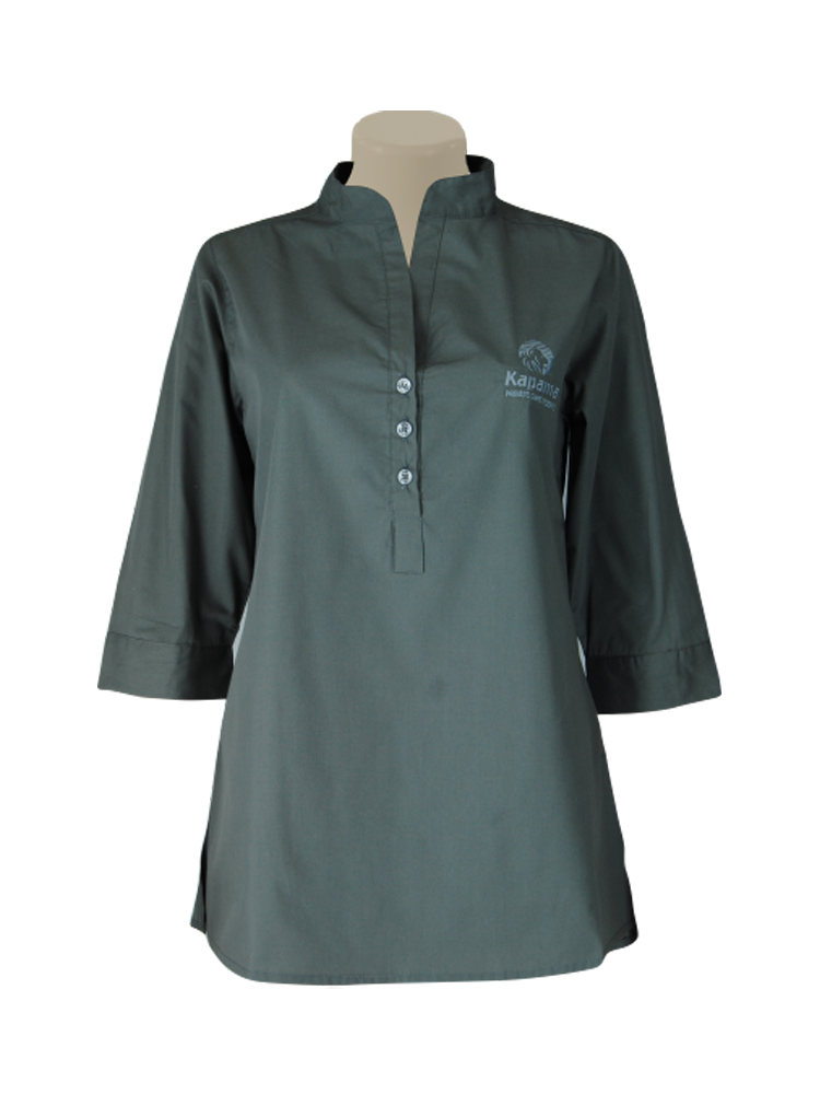 Ladies Classic Fit Structured Collar Tunic: 3/4 Sleeve