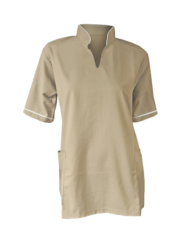 Ladies V-Neck Shaped Tunic: Short Sleeve