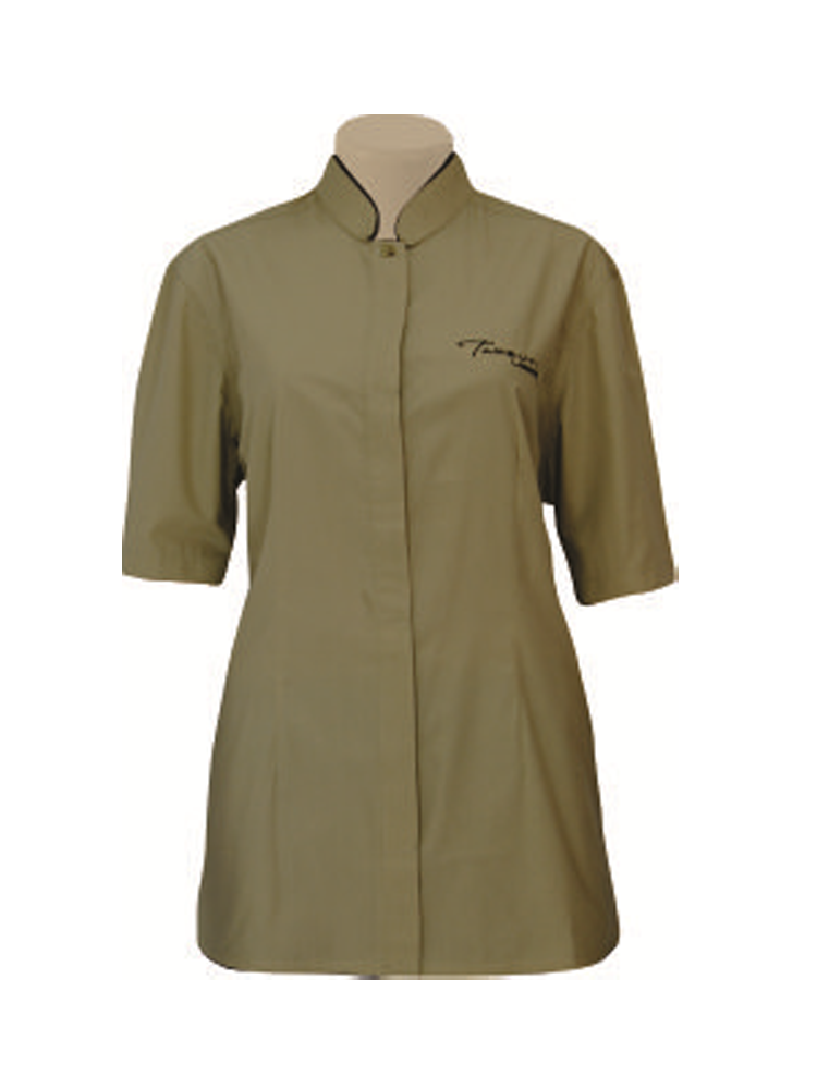 Ladies Mandarin Shirt: Short Sleeve