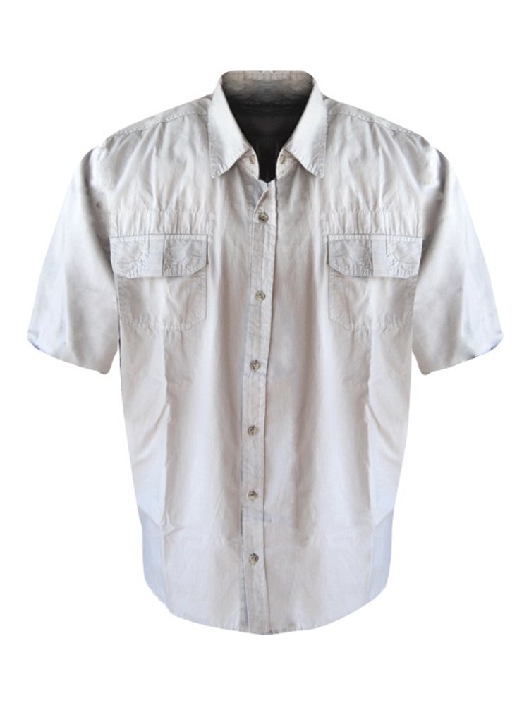 Men's Lounge Shirt: Short Sleeve Double Pocket Flap