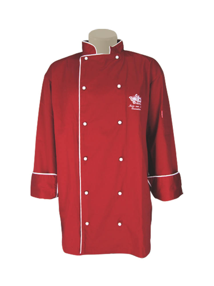 Unisex Executive Chef Jacket: Long Sleeve Piping Detail